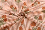 White Floral Handblock Printed 100% Pure Soft Cotton Fabric - Image 3