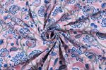 White Floral Handblock Printed 100% Pure Soft Cotton Fabric - Image 3