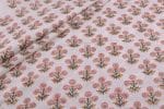 White Floral Handblock Printed 100% Pure Soft Cotton Fabric