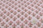 White Floral Handblock Printed 100% Pure Soft Cotton Fabric - Image 2