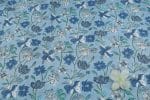 Light Blue Floral Handblock Printed 100% Pure Soft Cotton Fabric - Image 2