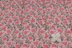 Mauvelous Pink Floral Handblock Printed 100% Pure Soft Cotton Fabric - Image 2