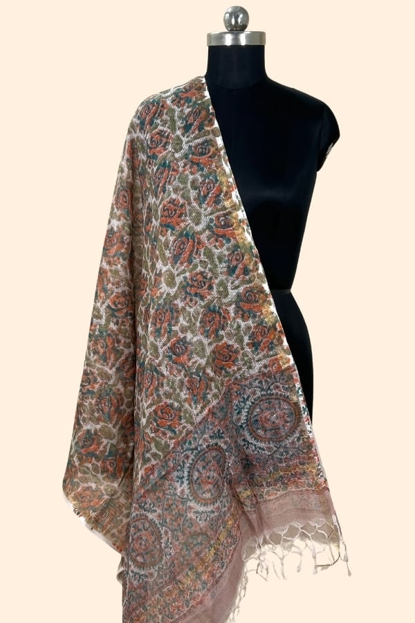 Brown - Pure Soft Kota Cotton Handblock Printed Dupatta