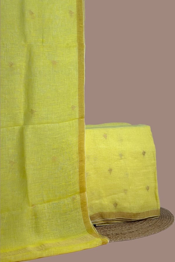 2pc Premium Linen Handloom Dupatta and Pure Handloom Linen Top Fabric Set