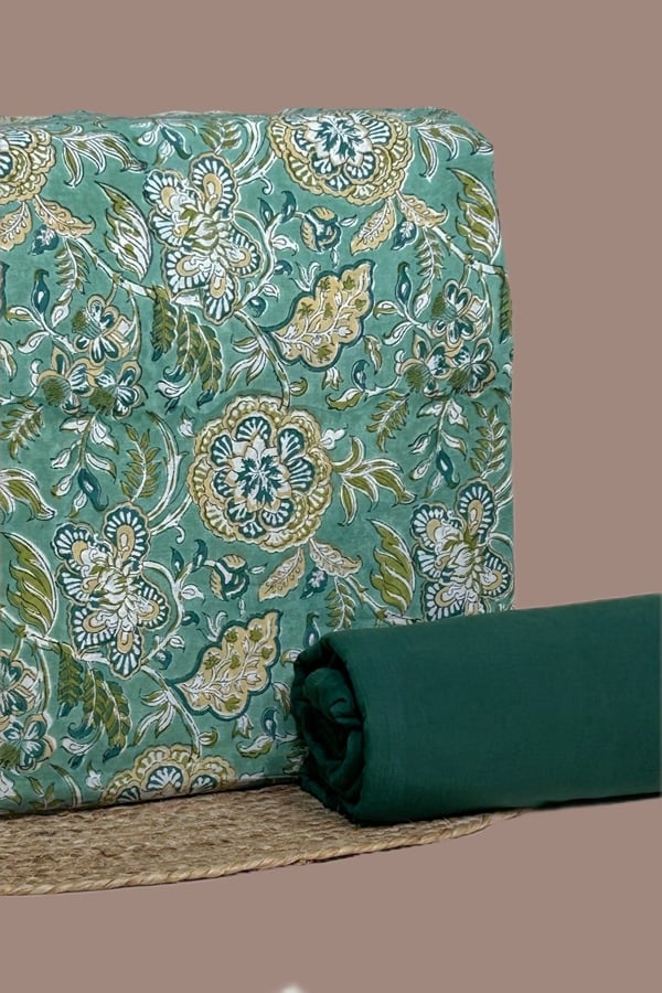 2pc Pure Soft Cotton Top and Plain Dyed Soft Cotton Bottom Fabric Set