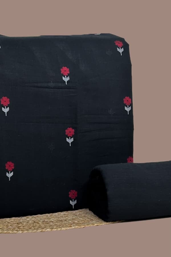 2pc Handloom Woven Design Cotton Top and Handloom Soft Cotton Bottom Fabric Set