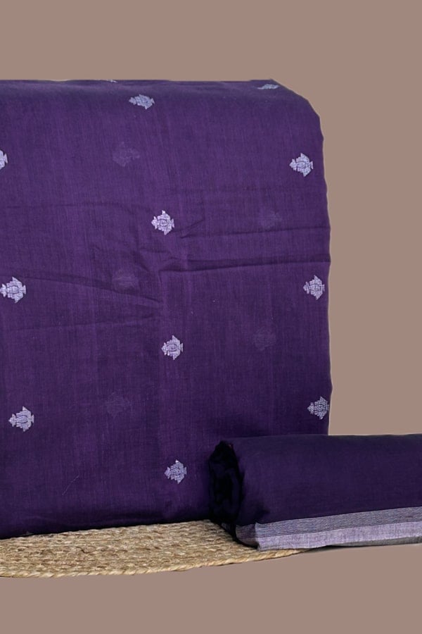 2pc Handloom Woven Design Cotton Top and Handloom Soft Cotton Bottom Fabric Set