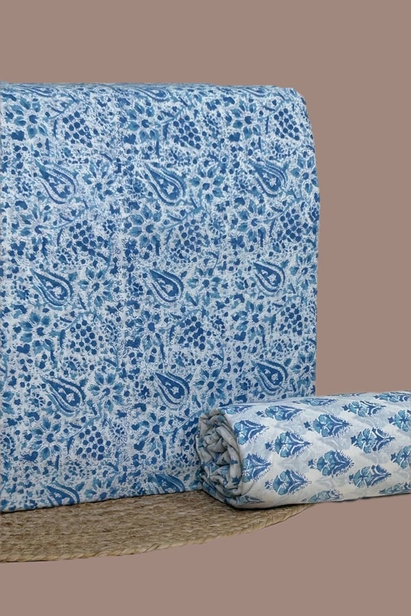 2pc Pure Soft Cotton Blockprinted Top and Bottom Fabric Set