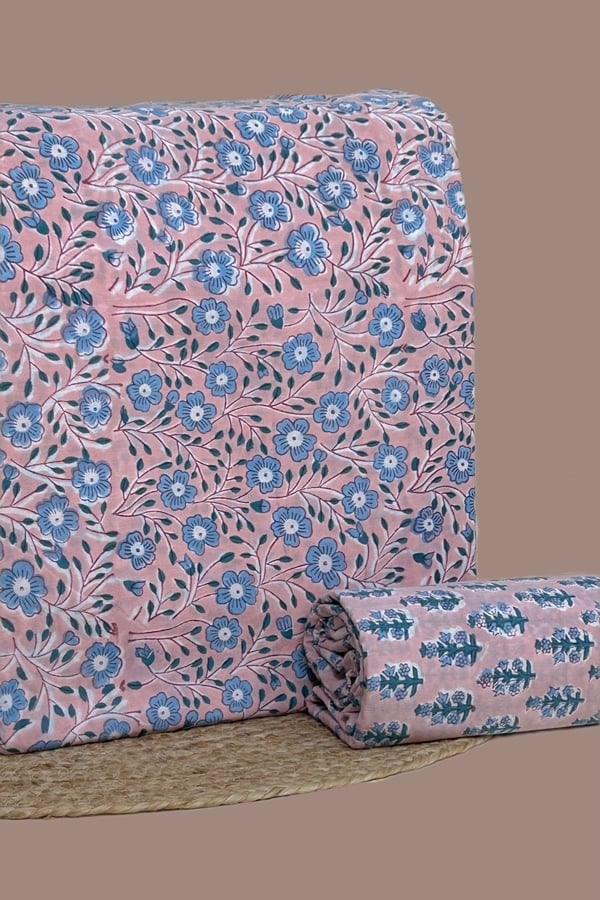 2pc Pure Soft Cotton Blockprinted Top and Bottom Fabric Set 2pc Pure Soft Cotton Blockprinted Top and Bottom Fabric Set - Image 1