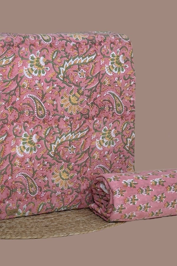 2pc Pure Soft Cotton Blockprinted Top and Bottom Fabric Set