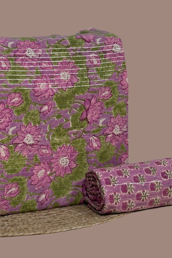 2pc Pure Soft Cotton Blockprinted Top and Bottom Fabric Set