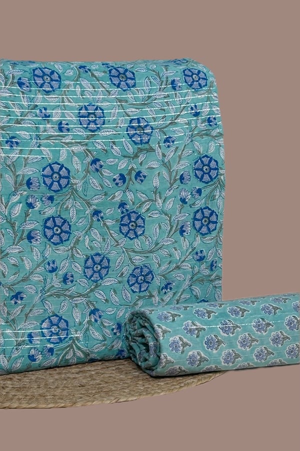 2pc Pure Soft Cotton Blockprinted Top and Bottom Fabric Set