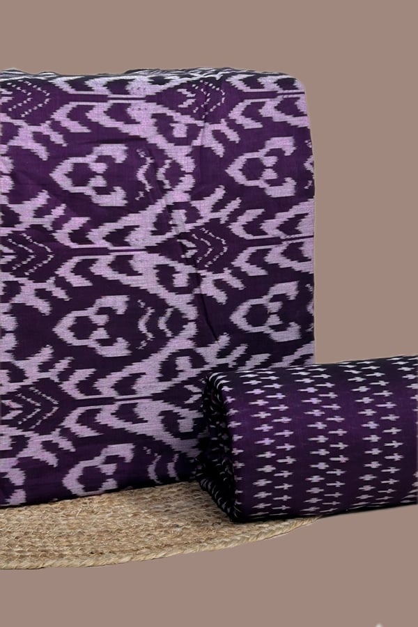 Violet - 2pc Hand Tie-Dye Ikkat Top and Soft Ikkat Cotton Bottom Fabric Set