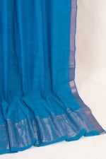 Dodger Blue Mangalgiri Zari Border Lightweight HandLoom Woven Soft Cotton Saree