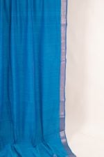 Dodger Blue Mangalgiri Zari Border Lightweight HandLoom Woven Soft Cotton Saree - Image 3