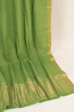 Asparagus Green Mangalgiri Zari Border Lightweight HandLoom Woven Soft Cotton Saree