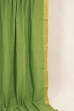 Asparagus Green Mangalgiri Zari Border Lightweight HandLoom Woven Soft Cotton Saree - Image 3