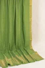 Asparagus Green Mangalgiri Zari Border Lightweight HandLoom Woven Soft Cotton Saree - Image 2