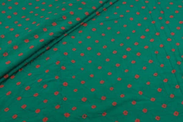 Pre-Cut 1.85m Green - Bandhani Tie Dye 100% Pure Soft Cotton Satin Finish Fabric