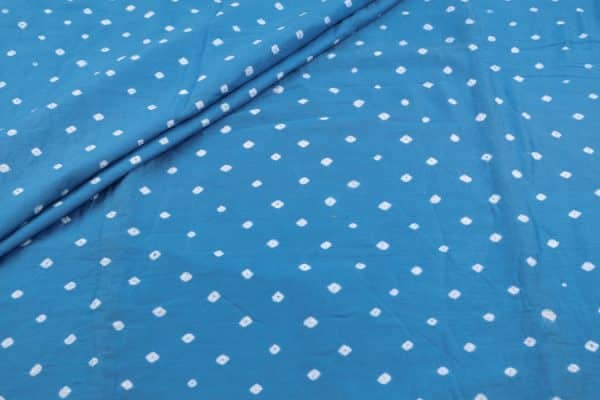 Pre-Cut 1.80m Blue - Bandhani Tie Dye 100% Pure Soft Cotton Satin Finish Fabric