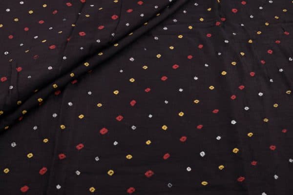Black - 3 Colour - Bandhani Tie Dye 100% Pure Soft Cotton Satin Finish Fabric