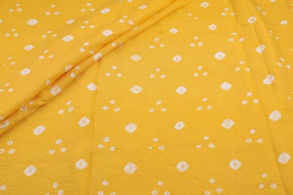 Yellow - Bandhani Tie Dye 100% Pure Soft Cotton Satin Finish Fabric