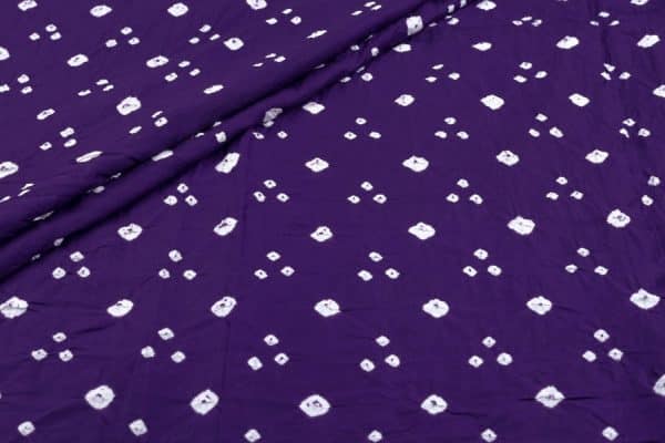 Pre-Cut 1.80m Purple - Bandhani Tie Dye 100% Pure Soft Cotton Satin Finish Fabric