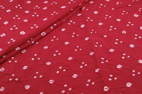 Pre-Cut 1.40m Red - Bandhani Tie Dye 100% Pure Soft Cotton Satin Finish Fabric