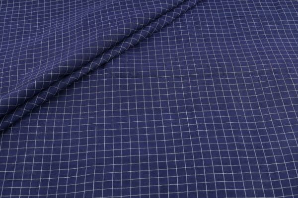 Blue - Authentic HandLoom Woven Checks Flowy Soft Cotton Fabric