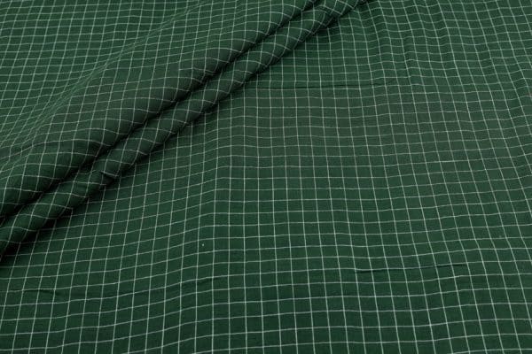 Green - Authentic HandLoom Woven Checks Flowy Soft Cotton Fabric
