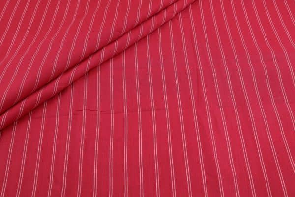 Red - Authentic HandLoom Woven Stripes Flowy Soft Cotton Fabric
