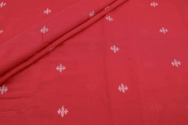 Red - Authentic HandLoom Woven Design Flowy Soft Cotton Fabric