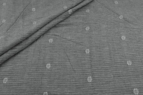 Gray - Authentic HandLoom Woven Design Flowy Soft Cotton Fabric