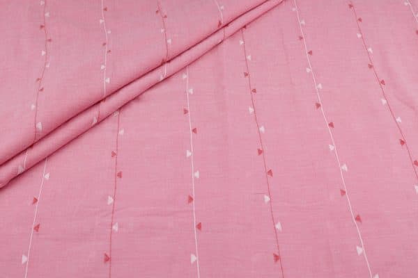 Pre-Cut 1m Pink - Authentic HandLoom Woven Design Flowy Soft Cotton Fabric