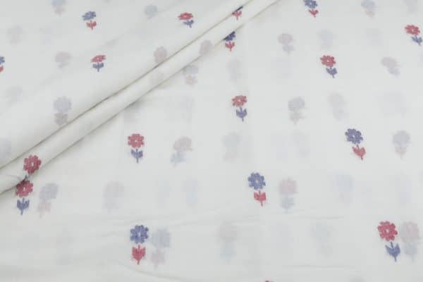 White - Authentic HandLoom Woven Design Flowy Soft Cotton Fabric