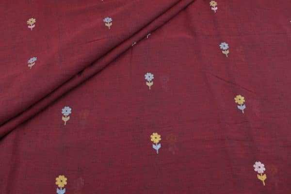 Red - Authentic HandLoom Woven Design Flowy Soft Cotton Fabric