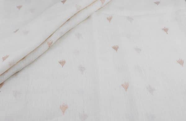 White - Premium Soft Linen Handloom Woven Zari Motif Fabric