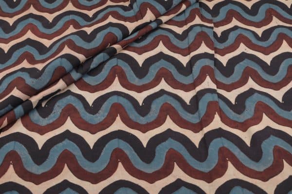 Natural White Dye Handblock Ajrakh Printed Cotton Fabric