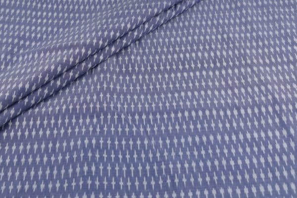 Blue - Mercerised Fine Handloom Ikkat Tie-Dye Pure Soft Cotton Fabric