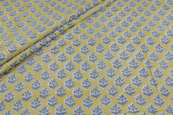 Yellow - Pure Soft Cotton HandBlock Printed Fabric