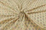 Peach Floral Handblock Printed 100% Pure Soft Cotton Fabric - Image 3