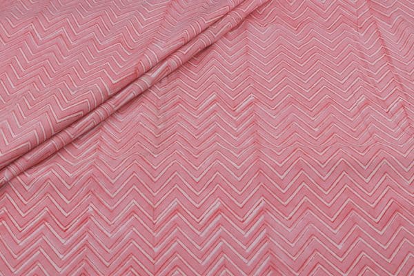 Pre-Cut 2.20m Salmon Pink Floral Handblock Printed 100% Pure Soft Cotton Fabric