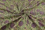 Avocado Green Self-Zari Stripes Floral Handblock Printed 100% Pure Soft Cotton Fabric - Image 3