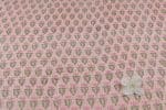 Baby Pink Self-Zari Stripes Floral Handblock Printed 100% Pure Soft Cotton Fabric - Image 2