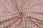 Baby Pink Self-Zari Stripes Floral Handblock Printed 100% Pure Soft Cotton Fabric - Image 3