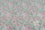 Pastel Blue Floral Handblock Printed 100% Pure Soft Cotton Fabric - Image 2