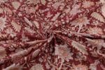 Maroon Red Self-Zari Stripes Floral Handblock Printed 100% Pure Soft Cotton Fabric - Image 3