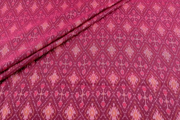 Pre-Cut 1.75m Tyrian Purple Authentic Handwoven Soft Silk-Cotton Ikkat Fabric