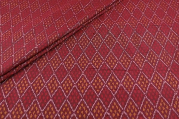 Maroon Red Authentic Handwoven Soft Silk-Cotton Ikkat Fabric