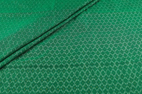 Bottle Green Authentic Handwoven Soft Silk-Cotton Ikkat Fabric